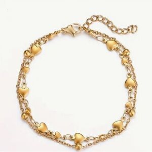 18K Golden Plated Simple Elegant Double Layered Stainless Steel Bracelet